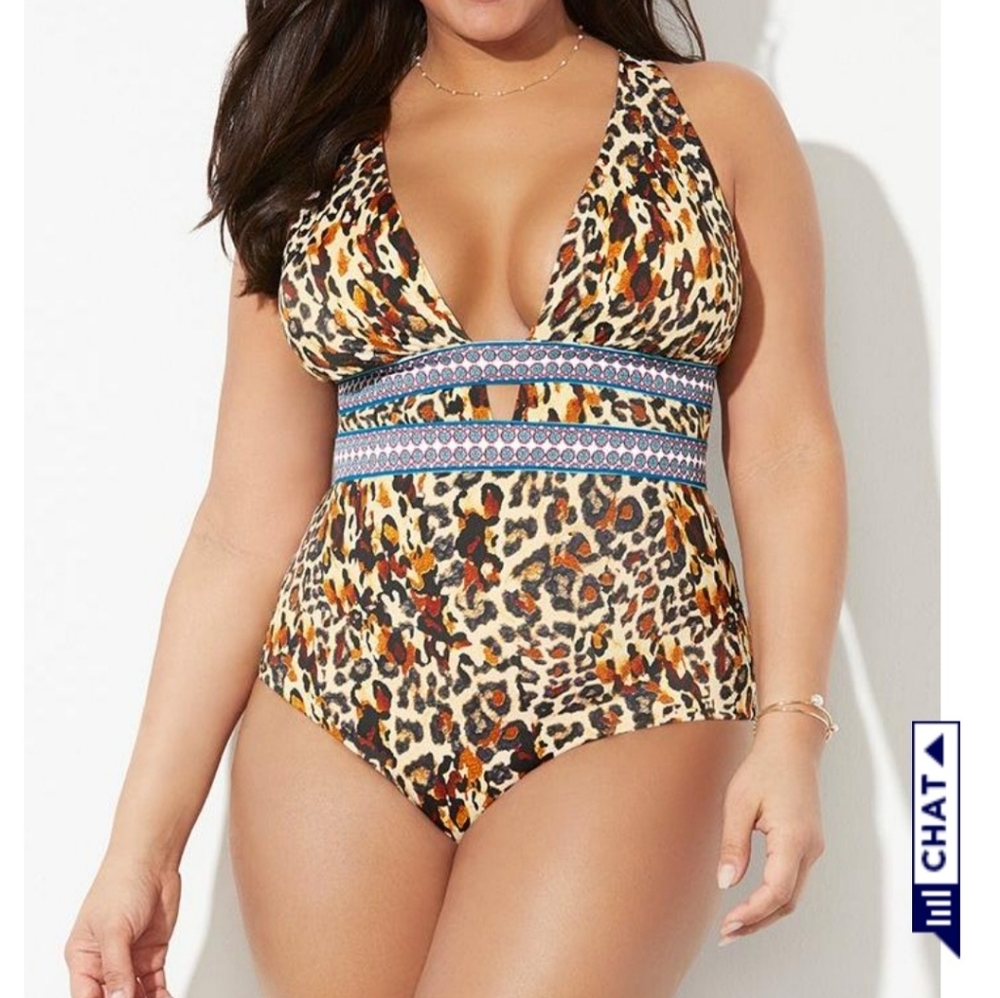 One piece leopard print swimsuit